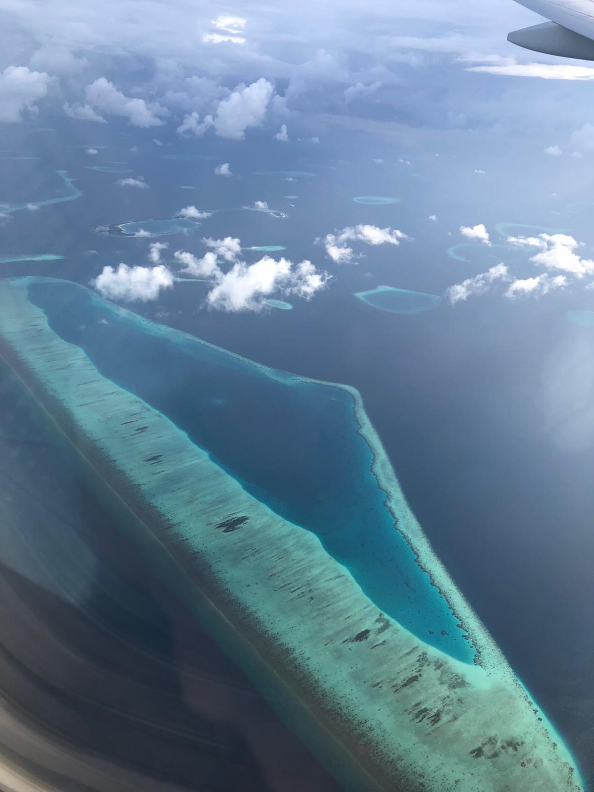 View of the atolls from the plane